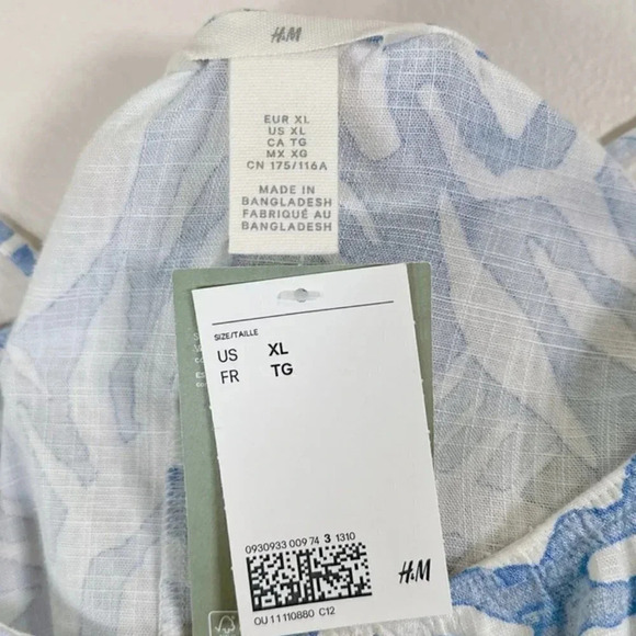 H&M Strappy Top White Blue Pattern - Picture 8 of 14